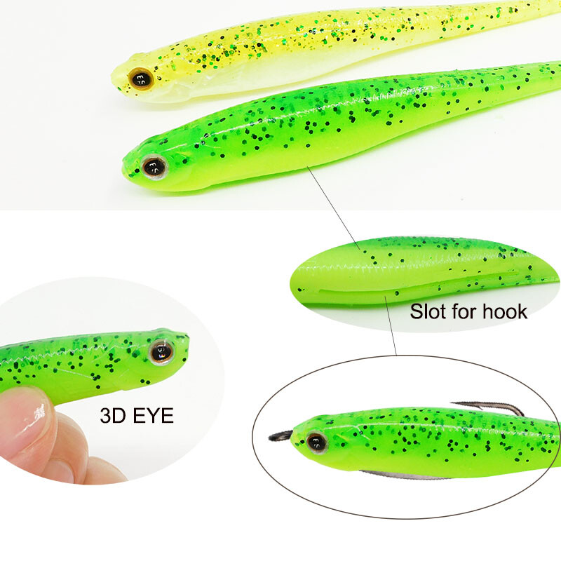 ESFISHING Real Shad 130mm Pesca Umelý silikónový mäkký návnada Vidlica Tail Inject Salts Rybárske návnady Minnow Jigging