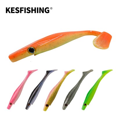 KESFISHING Hog Shad 4”5”6”8” ιντσών Pesca Isca Τεχνητό δόλωμα για μεγάλα αλιεύματα Θαλάσσιο ψάρεμα Wobblers Double Colors Soft Fishing Lure