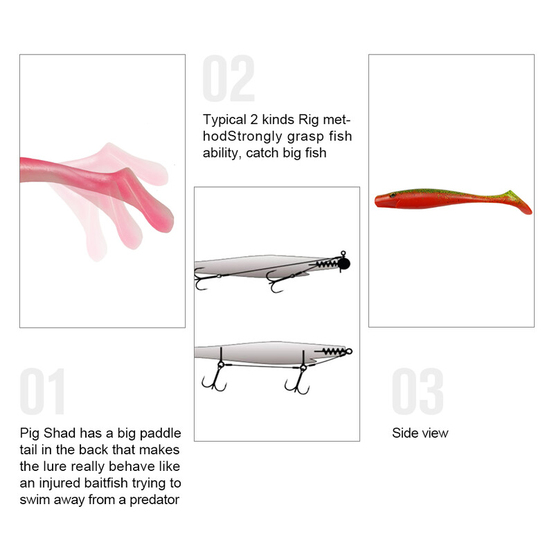 KESFISHING Hog Shad 4”5”6”8” ιντσών Pesca Isca Τεχνητό δόλωμα για μεγάλα αλιεύματα Θαλάσσιο ψάρεμα Wobblers Double Colors Soft Fishing Lure