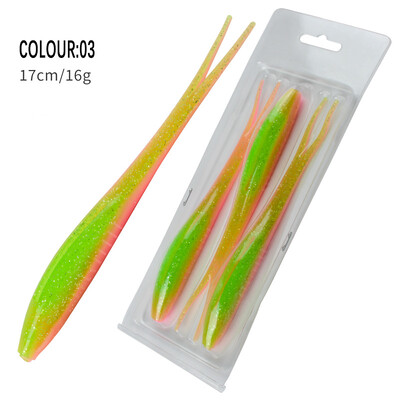 3Pcs plutajući TPR mekani mamac 17 cm 16 g V-oblika s podijeljenim repom Swimbait Worm Umjetni silikonski kamen Shiner mamci za ribolov