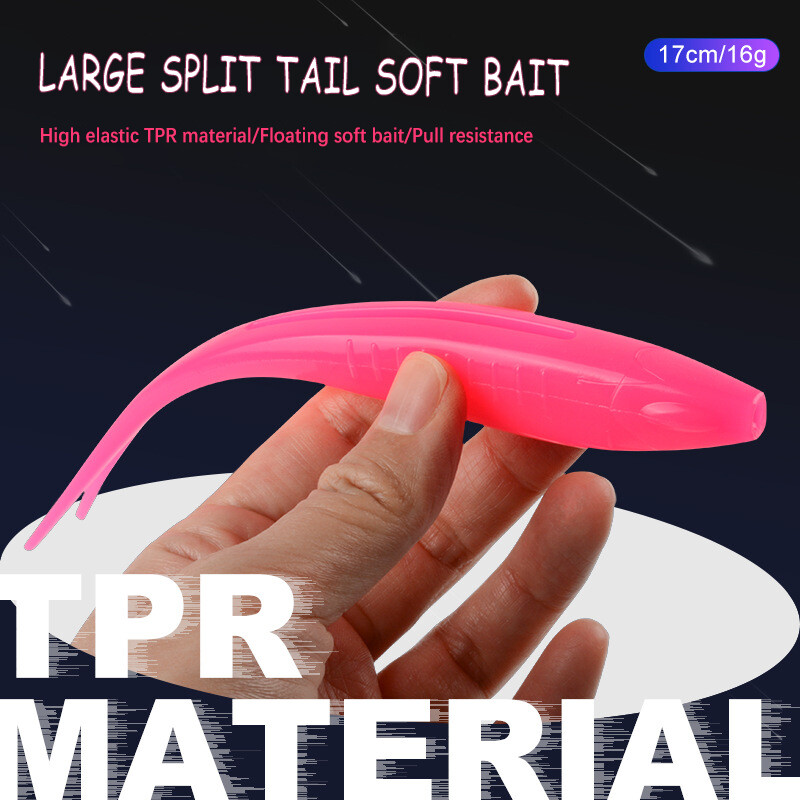 3Pcs plutajući TPR mekani mamac 17 cm 16 g V-oblika s podijeljenim repom Swimbait Worm Umjetni silikonski kamen Shiner mamci za ribolov