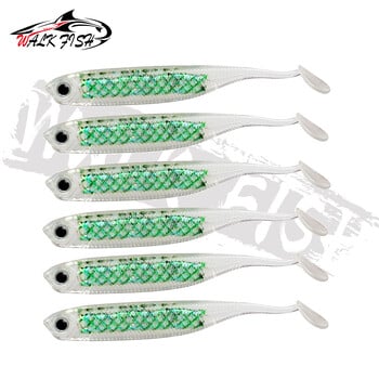 WALK FISH Soft Lure 6pcs/lot 2,2g/80mm Worm Fishing Shad Fishing Swimbaits Fly Fishing Bait Jig Head Soft Lure Fishing Lures