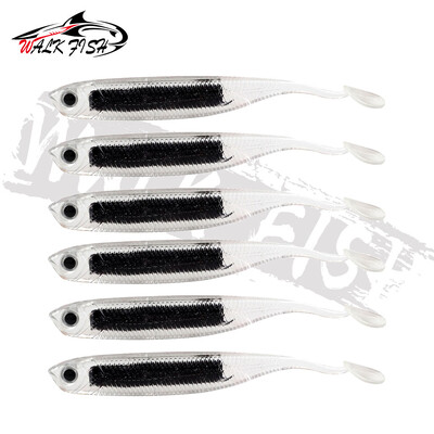 WALK FISH Soft Lure 6pcs/lot 2,2g/80mm Worm Fishing Shad Fishing Swimbaits Fly Fishing Bait Jig Head Soft Lure Fishing Lures