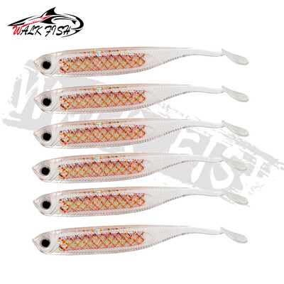 WALK FISH Soft Lure 6pcs/lot 2,2g/80mm Worm Fishing Shad Fishing Swimbaits Fly Fishing Bait Jig Head Soft Lure Fishing Lures