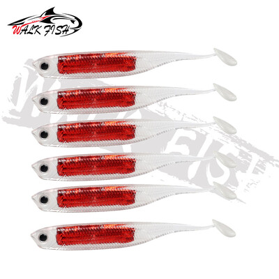 WALK FISH Soft Lure 6pcs/lot 2,2g/80mm Worm Fishing Shad Fishing Swimbaits Fly Fishing Bait Jig Head Soft Lure Fishing Lures