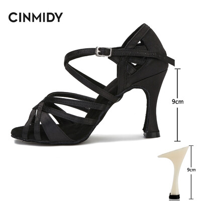 Svilene satenske latino plesne cipele Tango Salsa Ballroom plesne cipele za žene Profesionalne plesne tenisice otporne na habanje Peta 7,5 cm