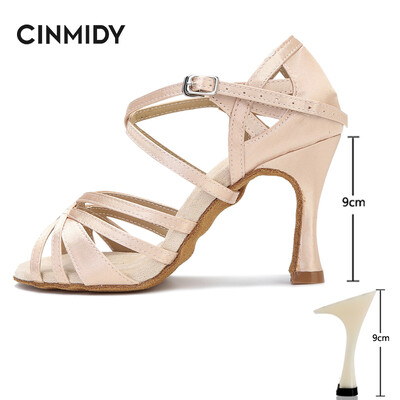 Svilene satenske latino plesne cipele Tango Salsa Ballroom plesne cipele za žene Profesionalne plesne tenisice otporne na habanje Peta 7,5 cm