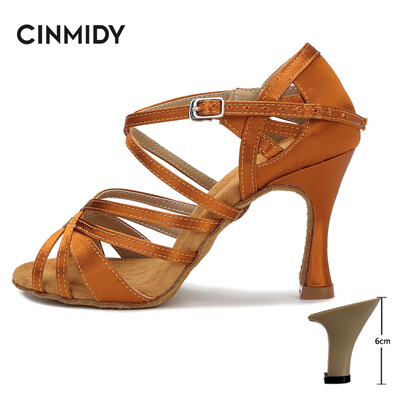 Svilene satenske latino plesne cipele Tango Salsa Ballroom plesne cipele za žene Profesionalne plesne tenisice otporne na habanje Peta 7,5 cm