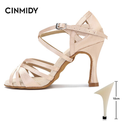 Svilene satenske latino plesne cipele Tango Salsa Ballroom plesne cipele za žene Profesionalne plesne tenisice otporne na habanje Peta 7,5 cm