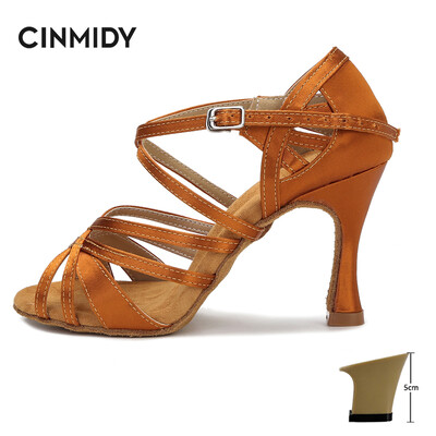 Svilene satenske latino plesne cipele Tango Salsa Ballroom plesne cipele za žene Profesionalne plesne tenisice otporne na habanje Peta 7,5 cm