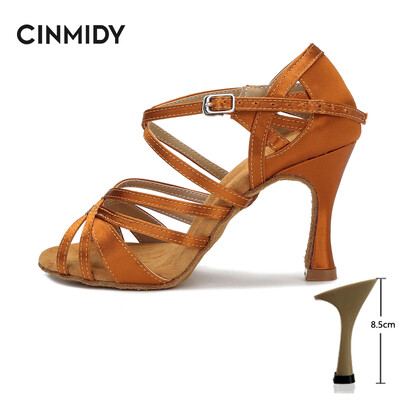 Svilene satenske latino plesne cipele Tango Salsa Ballroom plesne cipele za žene Profesionalne plesne tenisice otporne na habanje Peta 7,5 cm