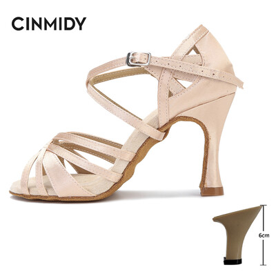 Svilene satenske latino plesne cipele Tango Salsa Ballroom plesne cipele za žene Profesionalne plesne tenisice otporne na habanje Peta 7,5 cm