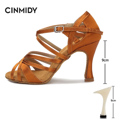 Svilene satenske latino plesne cipele Tango Salsa Ballroom plesne cipele za žene Profesionalne plesne tenisice otporne na habanje Peta 7,5 cm