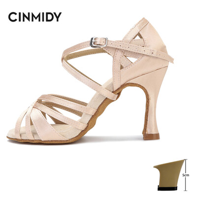 Svilene satenske latino plesne cipele Tango Salsa Ballroom plesne cipele za žene Profesionalne plesne tenisice otporne na habanje Peta 7,5 cm