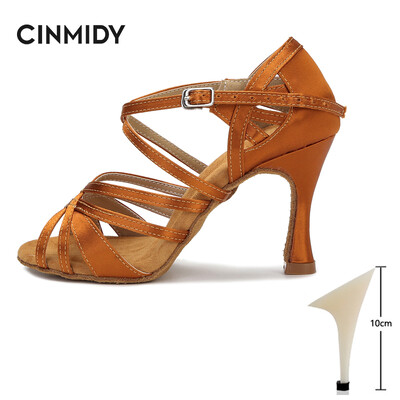 Svilene satenske latino plesne cipele Tango Salsa Ballroom plesne cipele za žene Profesionalne plesne tenisice otporne na habanje Peta 7,5 cm