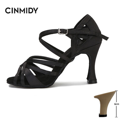 Svilene satenske latino plesne cipele Tango Salsa Ballroom plesne cipele za žene Profesionalne plesne tenisice otporne na habanje Peta 7,5 cm