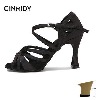 Svilene satenske latino plesne cipele Tango Salsa Ballroom plesne cipele za žene Profesionalne plesne tenisice otporne na habanje Peta 7,5 cm