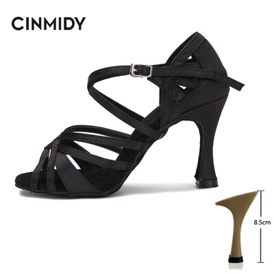 Svilene satenske latino plesne cipele Tango Salsa Ballroom plesne cipele za žene Profesionalne plesne tenisice otporne na habanje Peta 7,5 cm