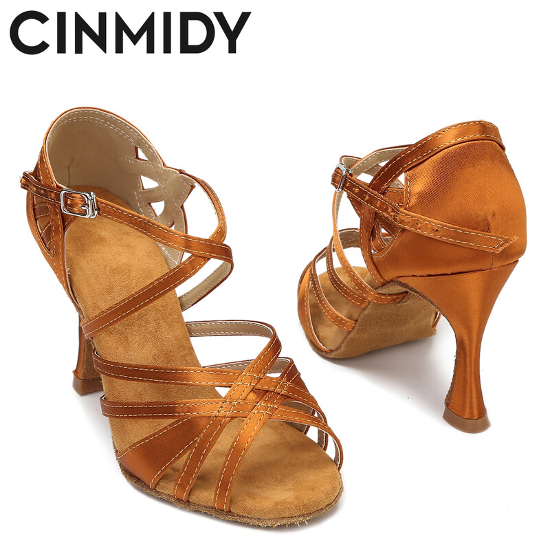 Svilene satenske latino plesne cipele Tango Salsa Ballroom plesne cipele za žene Profesionalne plesne tenisice otporne na habanje Peta 7,5 cm