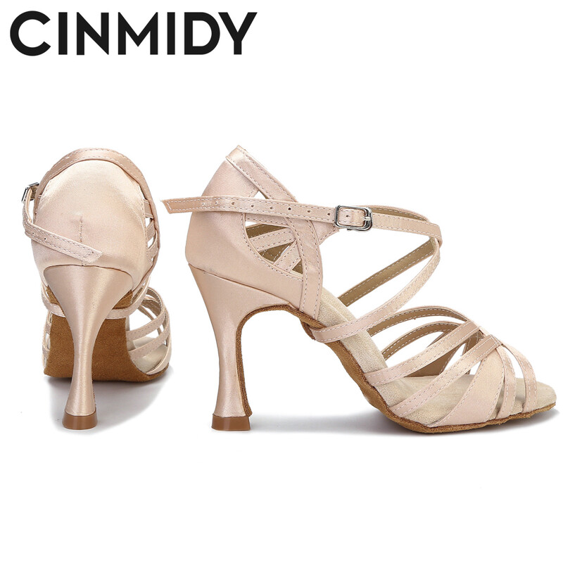 Svilene satenske latino plesne cipele Tango Salsa Ballroom plesne cipele za žene Profesionalne plesne tenisice otporne na habanje Peta 7,5 cm