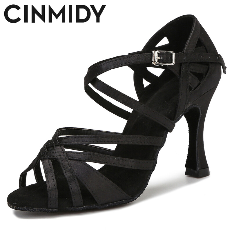 Svilene satenske latino plesne cipele Tango Salsa Ballroom plesne cipele za žene Profesionalne plesne tenisice otporne na habanje Peta 7,5 cm