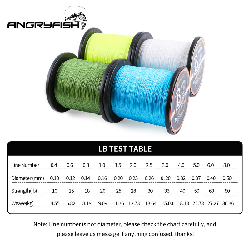 Angryfish Χονδρική 1000m 4x Braided Fishing Line 4 Colors Super PE Line Ισχυρή αντοχή Πολύ αντοχή