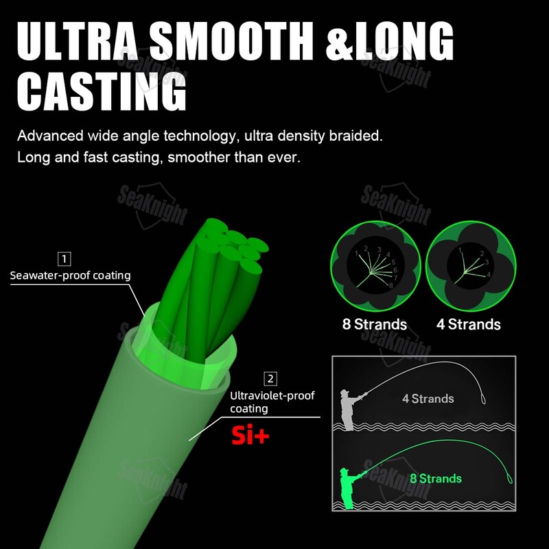 SeaKnight Brand W8 II seeria õngenöör 8 haruga 500m 300m UV-vastane soolaveevastane kate, multifilament PE nöör punutud traat
