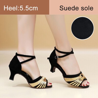 Ladina tantsukingad naistele/naistele/tüdrukutele ballisaali Tango Kizomba Salsa peotantsukingad madala kontsaga 3,5/5,5 cm seemisnahast/kummist tald