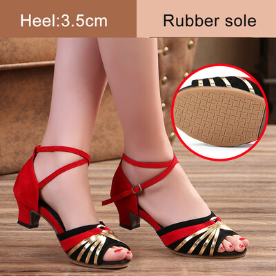 Ladina tantsukingad naistele/naistele/tüdrukutele ballisaali Tango Kizomba Salsa peotantsukingad madala kontsaga 3,5/5,5 cm seemisnahast/kummist tald