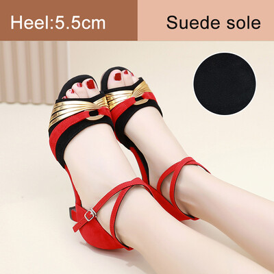 Ladina tantsukingad naistele/naistele/tüdrukutele ballisaali Tango Kizomba Salsa peotantsukingad madala kontsaga 3,5/5,5 cm seemisnahast/kummist tald