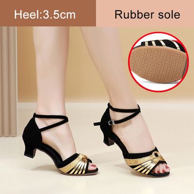 Ladina tantsukingad naistele/naistele/tüdrukutele ballisaali Tango Kizomba Salsa peotantsukingad madala kontsaga 3,5/5,5 cm seemisnahast/kummist tald