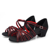 Pantofi de dans latin, 8 culori, copii/copii/copii, sală de bal Tango, femei, pantofi cu toc mic, roșii, pantofi de dans pentru femei