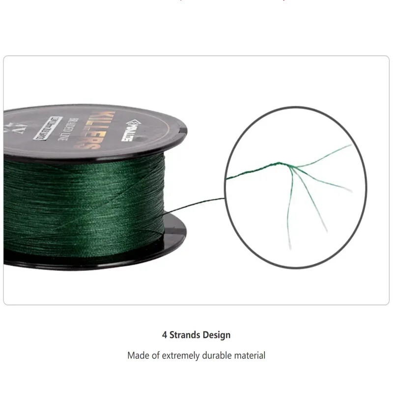 Плетено въже за риболов на шаран Mavllos Killers, 150 м сила 4-80 фунта, силна солена вода, 4 нишки, кръстосано многонишково въдице за риболов на шаран