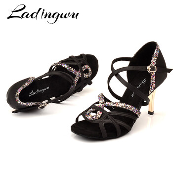 Ladingwu New Dance Shoes Woman Latin Sansa Dance Shoes Women Party Ballroom Performance Shoes Dancing Metal heel 7. 5/8. 5 εκ