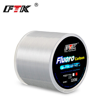 FTK 120m Fishing Line 0,2mm-0,6mm 7,15LB-45LB Fluorocarbon Coating Process Treatment Coating Carbon Surface Nylon Molecules