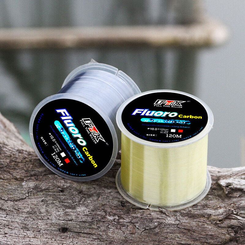 Linie de pescuit FTK 120m 0.2mm-0.6mm 7.15LB-45LB Proces de tratare a acoperirii cu fluorocarbon Suprafața de carbon Molecule de nailon