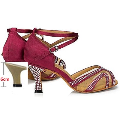 Cipele za ples sa kamenčićima Ženske latino plesne cipele za salsu bachata Mekani antilop potplat 4 cm-8,5 cm pete ALS003