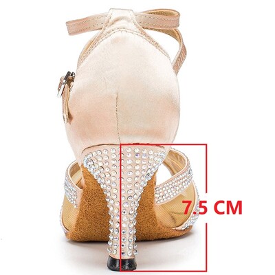 Cipele za ples sa kamenčićima Ženske latino plesne cipele za salsu bachata Mekani antilop potplat 4 cm-8,5 cm pete ALS003