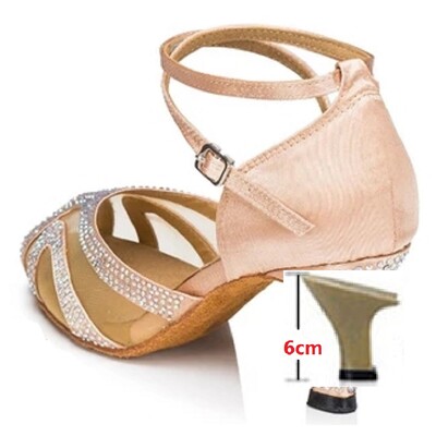 Cipele za ples sa kamenčićima Ženske latino plesne cipele za salsu bachata Mekani antilop potplat 4 cm-8,5 cm pete ALS003