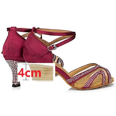 Cipele za ples sa kamenčićima Ženske latino plesne cipele za salsu bachata Mekani antilop potplat 4 cm-8,5 cm pete ALS003