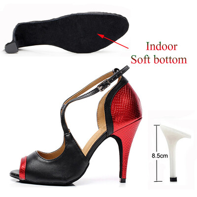 Latin Dance Παπούτσια Γυναικεία Tango Salsa Dance Παπούτσια για κορίτσια Ψηλοτάκουνα 10cm Χρυσά Κόκκινα Καλοκαιρινά Σανδάλια Γυναικεία Παπούτσια χορού