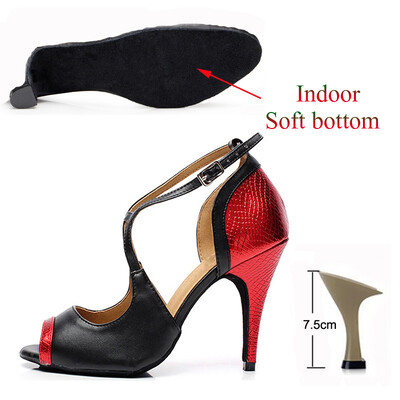 Latin Dance Παπούτσια Γυναικεία Tango Salsa Dance Παπούτσια για κορίτσια Ψηλοτάκουνα 10cm Χρυσά Κόκκινα Καλοκαιρινά Σανδάλια Γυναικεία Παπούτσια χορού