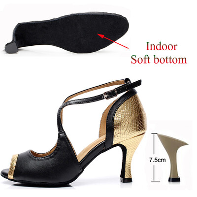 Latin Dance Παπούτσια Γυναικεία Tango Salsa Dance Παπούτσια για κορίτσια Ψηλοτάκουνα 10cm Χρυσά Κόκκινα Καλοκαιρινά Σανδάλια Γυναικεία Παπούτσια χορού