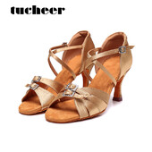 Naiste pandlaga kõrged/madalad kontsad seemisnahast tallad Ladina tantsu moodsa tantsusaaliga Cha-Cha Rumba Samba tantsukingad