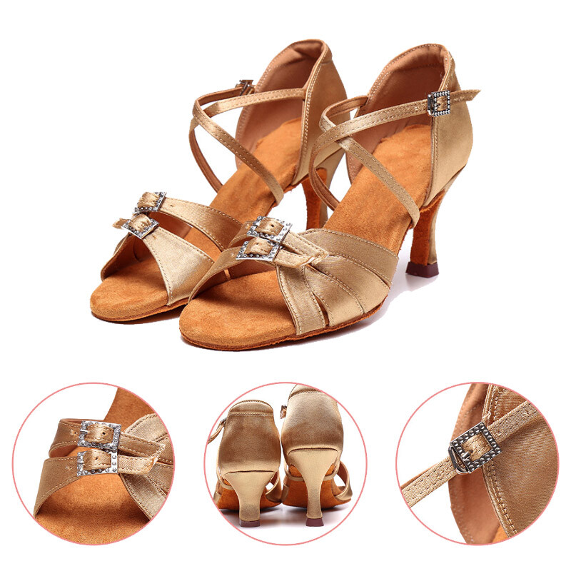 Naiste pandlaga kõrged/madalad kontsad seemisnahast tallad Ladina tantsu moodsa tantsusaaliga Cha-Cha Rumba Samba tantsukingad