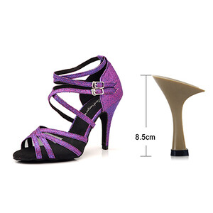 Ladingwu Pantofi de dans latino Pantofi de dans violet pentru femei