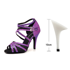 Ladingwu Pantofi de dans latino Pantofi de dans violet pentru femei