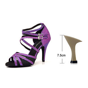 Ladingwu Pantofi de dans latino Pantofi de dans violet pentru femei