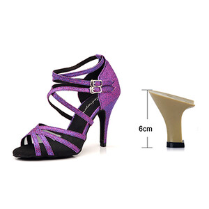Ladingwu Pantofi de dans latino Pantofi de dans violet pentru femei