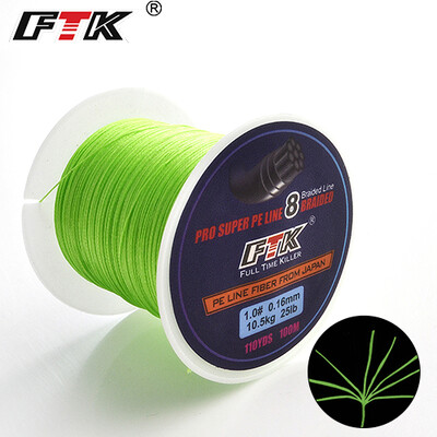 FTK 100M 8 fire PE sârmă împletită Linie de pescuit 110 yarzi Multifilament 0,16 mm-0,40 mm 20LB-90LB Linie de pescuit din fibră Toate pescuitul
